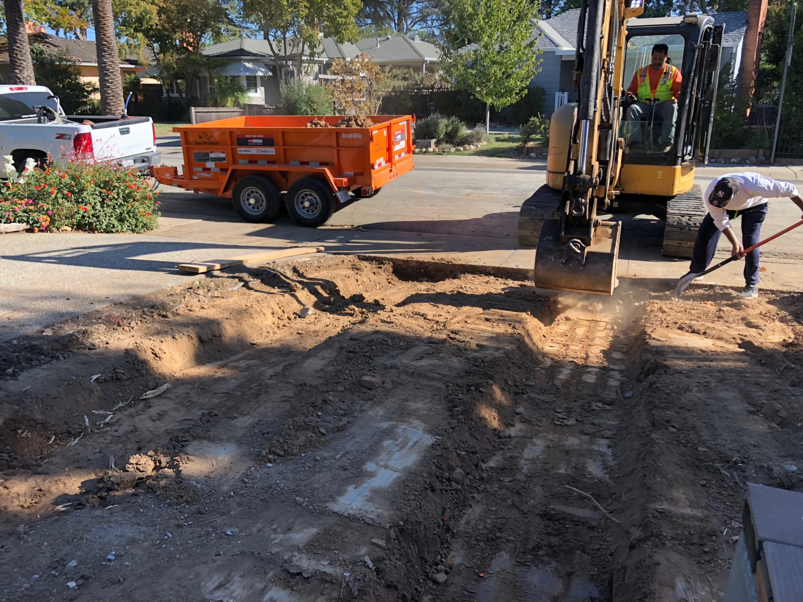 The photo shows the finished concrete work in Brentwood.