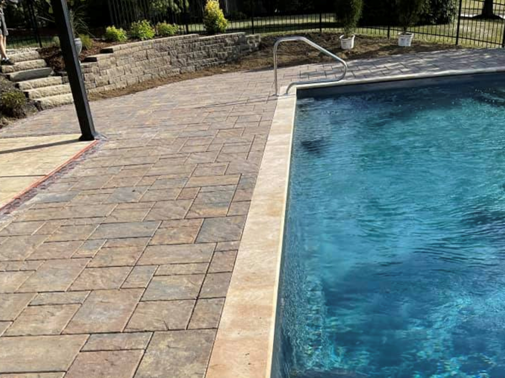 this image shows pool deck in Brentwood, California